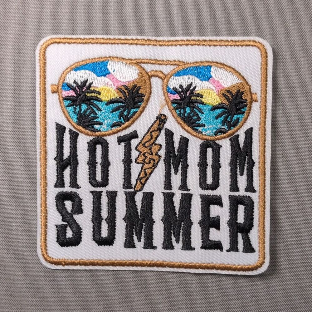 Hot Mom Summer Sunglasses Tropical Beach Iron On Patch | Vacation Patch